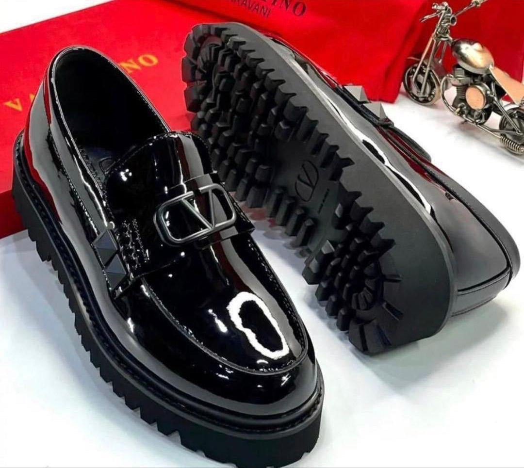 Valentino V-Logo Patent Leather Loafers