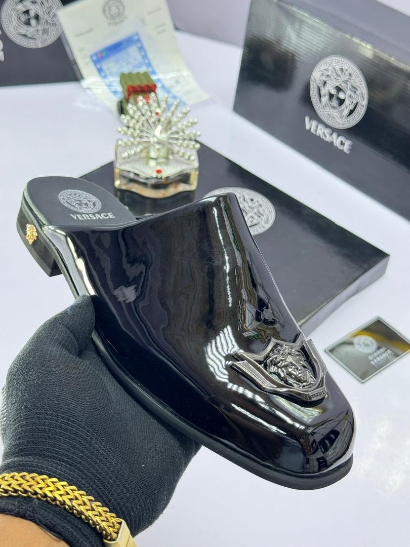 Versace Medusa Mule (Patent Silver)