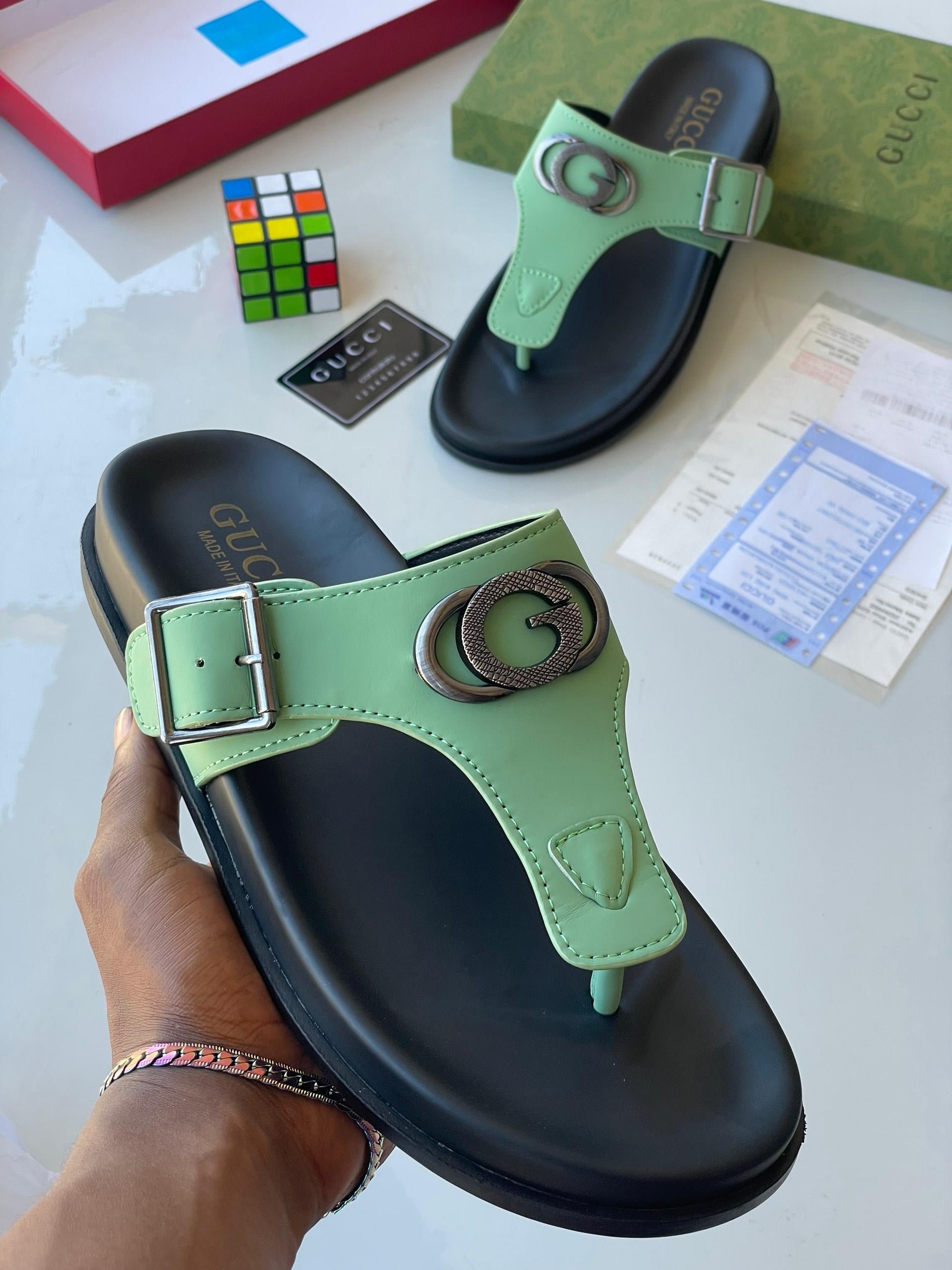 Gucci G-Buckle Thong Slides