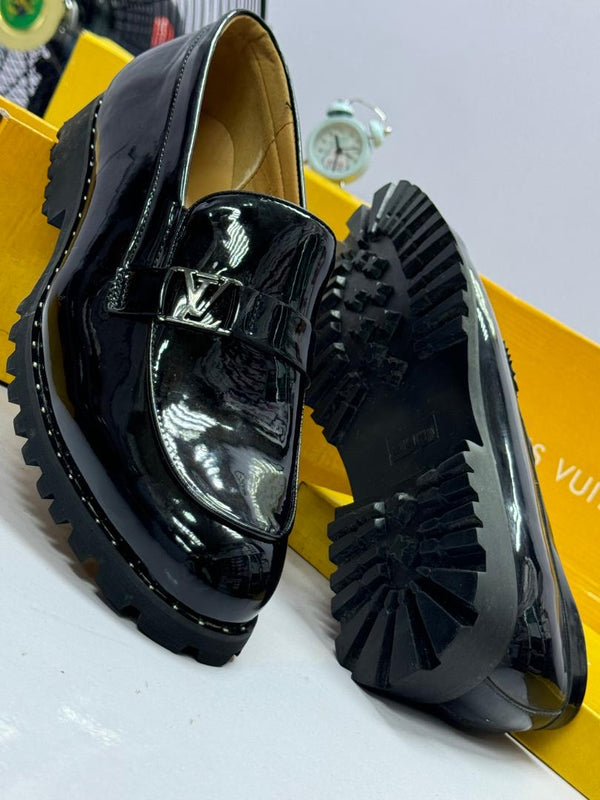 Patent Leather LV Buckle Loafers