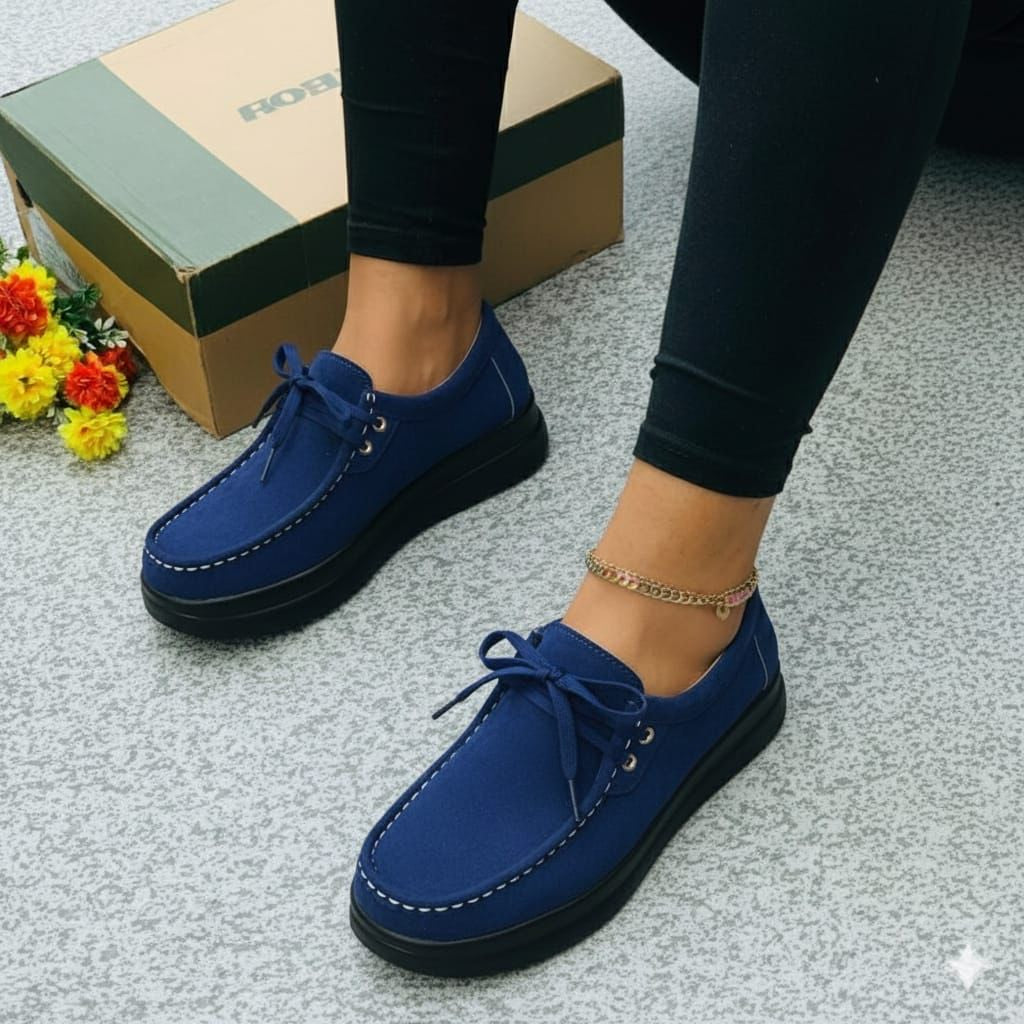 Women's Suede Platform Lace-Up Loafers