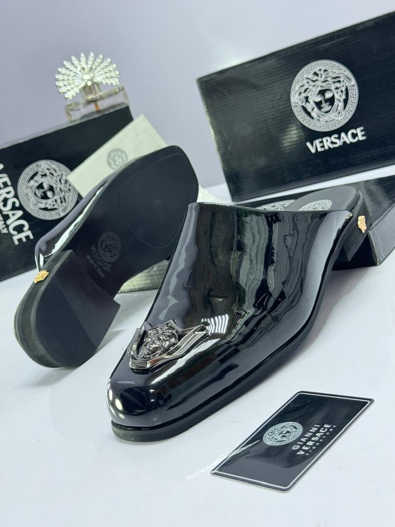 Versace Medusa Mule (Patent Silver)